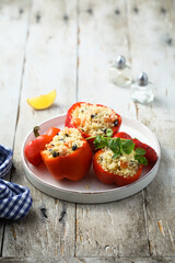 Roasted capsicum stuffed with couscous