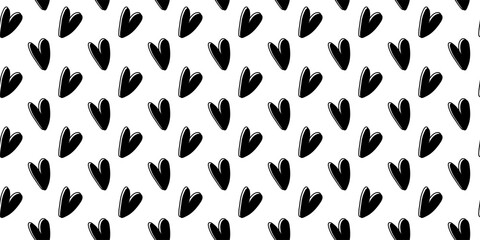 Obraz na płótnie Canvas Love heart seamless pattern illustration on transparent background. Trendy hand-drawn doodle seamless pattern with hearts. Valentine's day holiday backdrop texture. PNG image