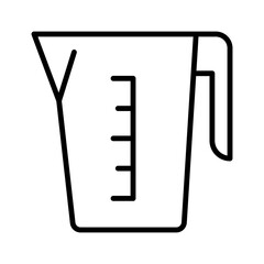 Kitchen measuring cup icon. Jug with measuring scale. Beaker for chemical experiments.