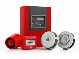 Fire Detection Alarm Monitor Panel System. 3D illustration