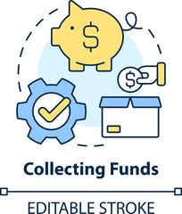 Fototapeta na wymiar Collecting funds concept icon. Deposit processing. Treasury management service abstract idea thin line illustration. Isolated outline drawing. Editable stroke. Arial, Myriad Pro-Bold fonts used