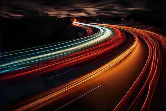 traffic lights in the night Generative AI