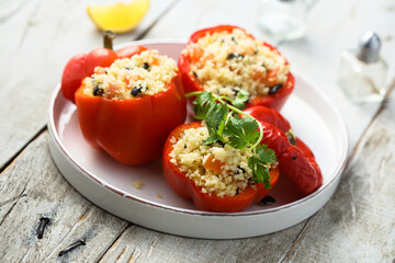 Roasted capsicum stuffed with couscous