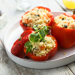 Roasted capsicum stuffed with couscous