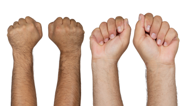 Set of man hand isolated on  transparent background