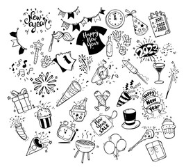 Happy new year doodle vector