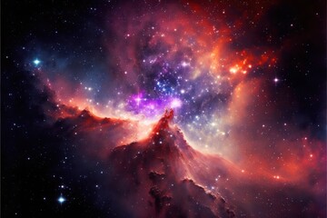 Starry Space Nebula, Stars, Space Background, Concept Art, Digital Illustration, Generative AI