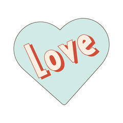 Retro style Valentine's day. Groovy retro heart. Valentines day greeting card.Vintage heart. Valentine's day.Hippie happy heart in retro cartoon style.
