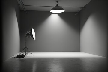 grey floor backdrop with spotlight, ai generated