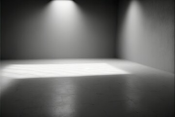 grey floor backdrop with spotlight, ai generated