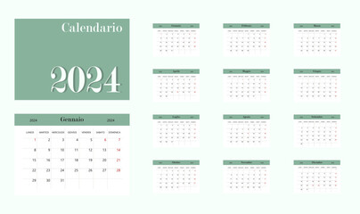 Calendar 2024 on Italian language with italian holidays	