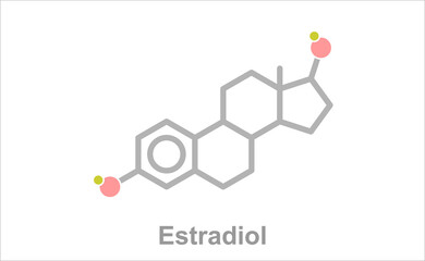 Simplified formula icon of the steroid hormone estradiol. - obrazy, fototapety, plakaty