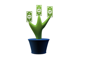 School and education icons 3d render illustration set.  dollar tree plant. 