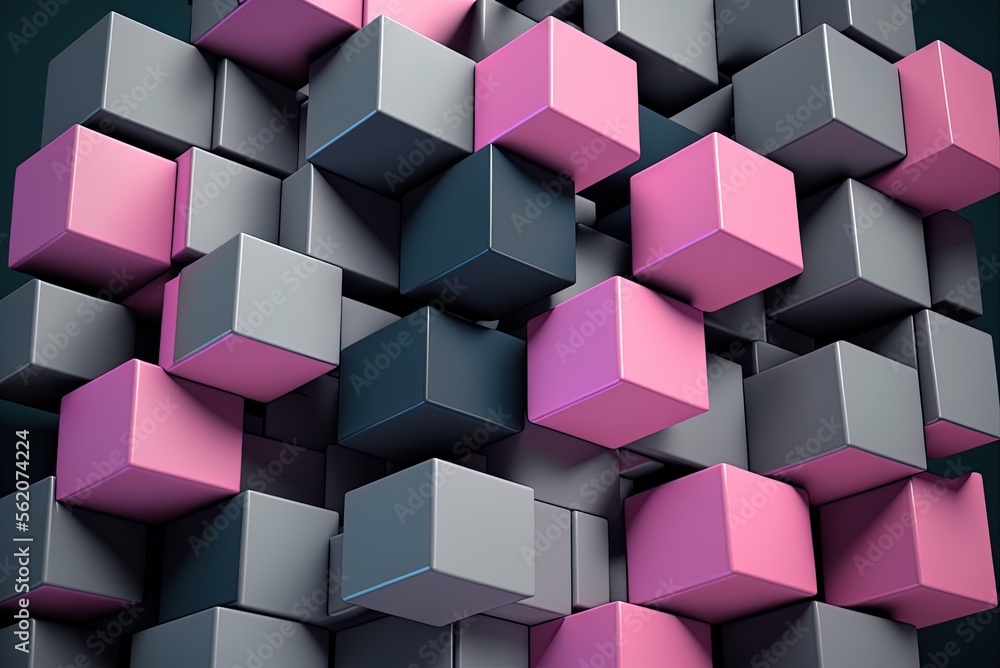 Poster blocks of various colors serve as the backdrop in this multicolored design. colorful pink and gray t