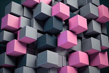 Blocks of various colors serve as the backdrop in this multicolored design. Colorful pink and gray tech wallpaper. Generative AI