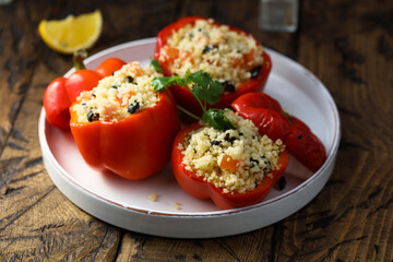 Roasted capsicum stuffed with couscous