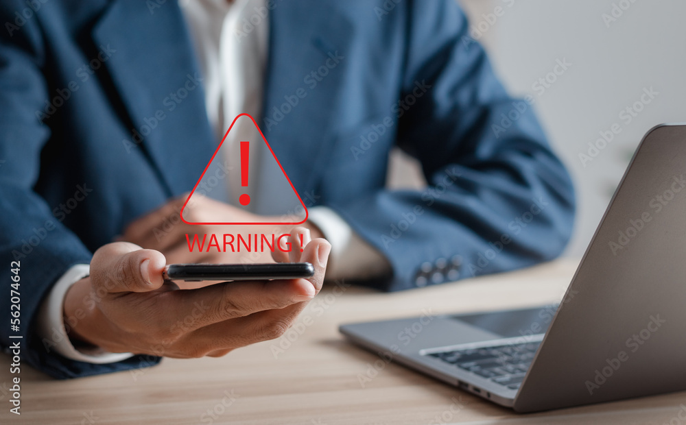 Poster system warning hacked alert after a cyber attack on wifi network. detect cyber threats, hackers, vir