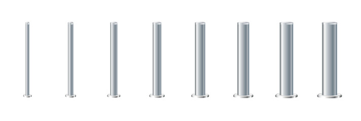 Metal poles with different diameters. metal columns. Steel pipes. Template design for urban advertising banners.