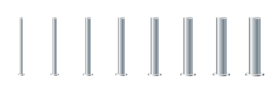 Metal poles with different diameters. metal columns. Steel pipes. Template design for urban advertising banners.