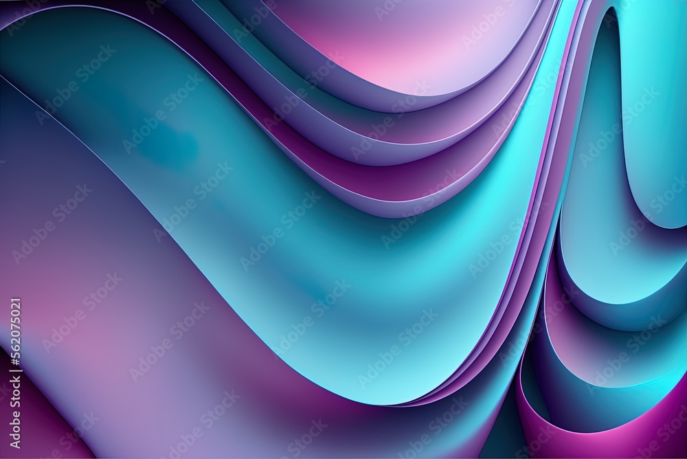 Poster modern curvilinear gradient surface as background. copy space on a violet and turquoise background. 