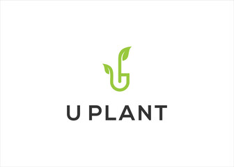 Letter U With Leaf plant Logo. Green leaf logo icon vector design