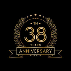 38th Anniversary Template Design Concept with Laurel wreath for Anniversary Celebration Event. Logo Vector Template