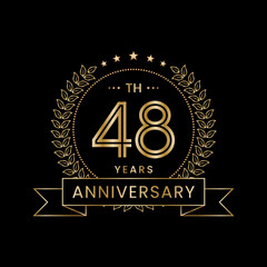 48th Anniversary Template Design Concept with Laurel wreath for Anniversary Celebration Event. Logo Vector Template