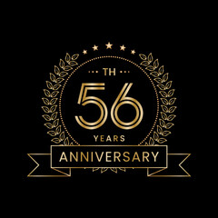 56th Anniversary Template Design Concept with Laurel wreath for Anniversary Celebration Event. Logo Vector Template
