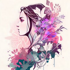 Fototapeta na wymiar Abstract Woman's Day Pastel Floral Drawing Generative AI 