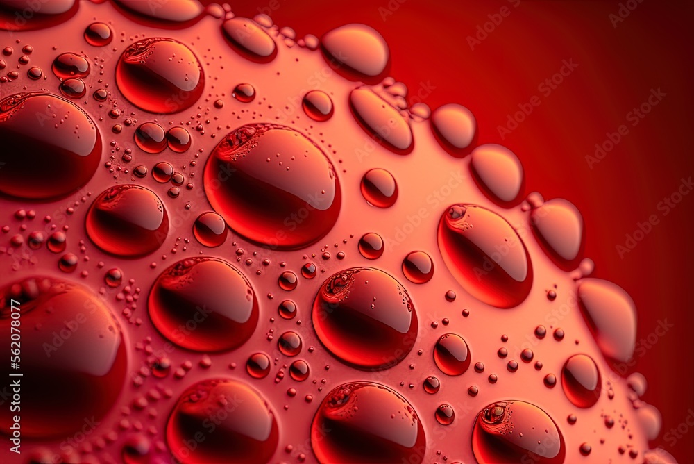 Poster red background with water drops generative ai