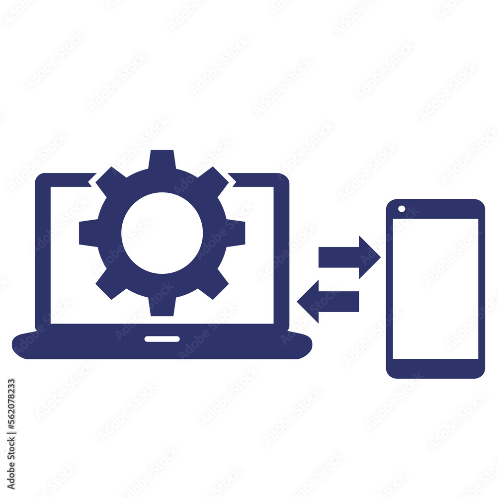 Poster data synchronization between laptop and smart phone icon