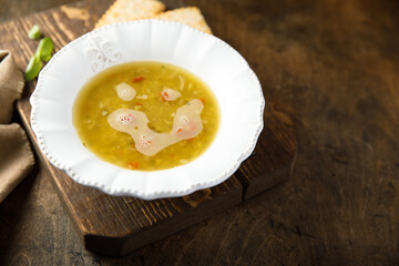Traditional homemade lentil soup