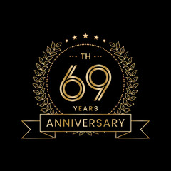 69th Anniversary Template Design Concept with Laurel wreath for Anniversary Celebration Event. Logo Vector Template