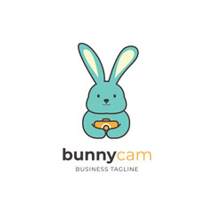 bunny camera logo design concept
