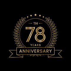 78th Anniversary Template Design Concept with Laurel wreath for Anniversary Celebration Event. Logo Vector Template