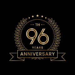 96th Anniversary Template Design Concept with Laurel wreath for Anniversary Celebration Event. Logo Vector Template