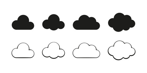 Cloud vector collection. Hand drawn scribble clouds symbol set illustration.