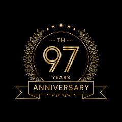 97th Anniversary Template Design Concept with Laurel wreath for Anniversary Celebration Event. Logo Vector Template