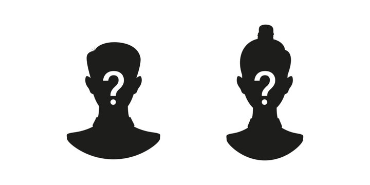 User profile avatar in circle icon, male and female silhouette in round shape for anonymous internet social media man and woman flat illustration.
