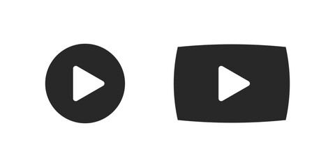 Video media play icon set. Multimedia movie start push button. Player app collection concept.