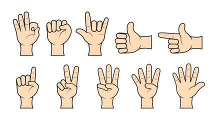 Vector illustration of various gestures