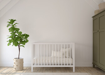 Nursery interior in scandinavian style. 3d render.