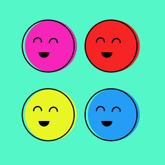 Fototapeta premium simple line flat and solid emoji icon set