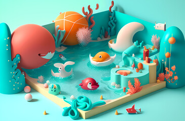 Obraz premium pool. innen, kinder, spaß