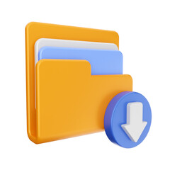 3d download folder file data arrow icon illustration