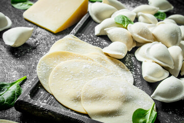 Dough for cooking home raw dumpling.