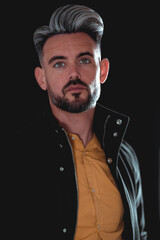 Man with change of look, white wicks with gradient and hairstyle 