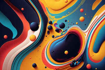 Colourful abstract shapes on a swirly background