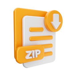 3d download file zip data arrow icon illustration