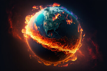 burning earth in fire imagem gerada tecnologia IA © Wagner